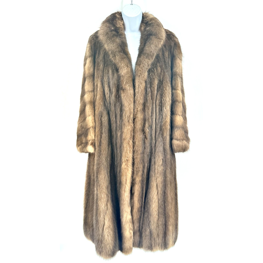 Vintage Luxury Full Length Russian Crown Sable Fur Coat Genuine Natural Brown